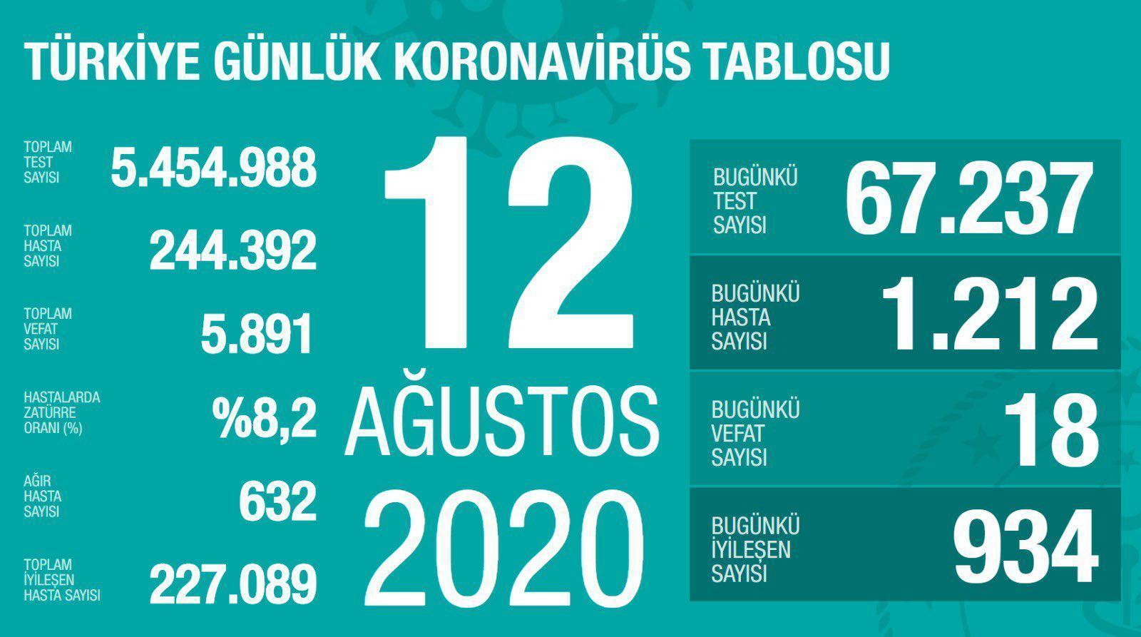 12 Ağustos Türkiyede coronavirüs vaka ve vefat sayısı kaç oldu Fahrettin Koca duyurdu