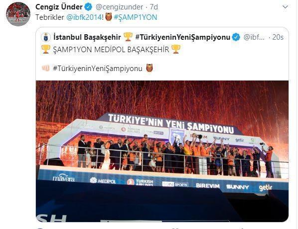 Cengiz Ünderden Başakşehire tebrik