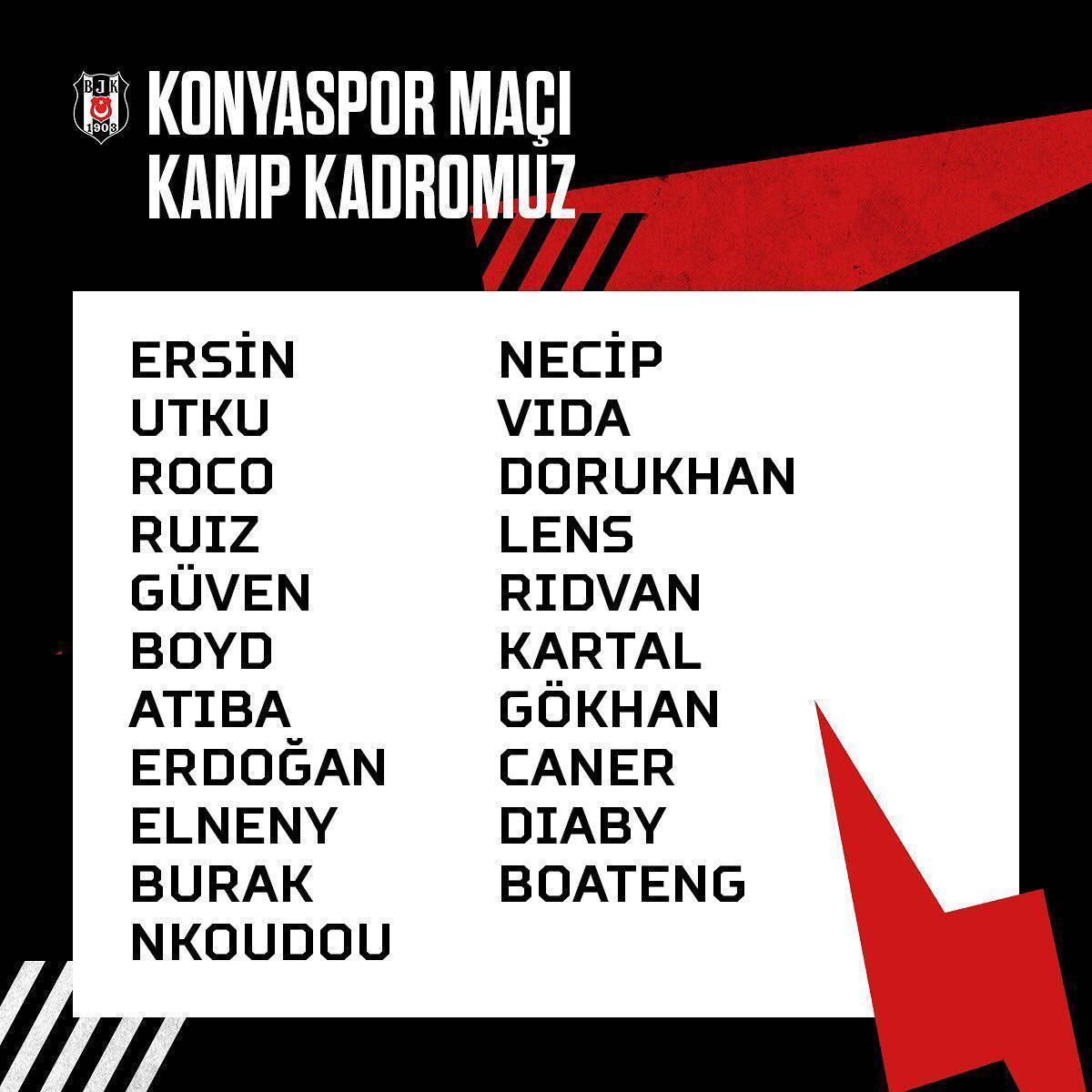 Beşiktaşın Konyaspor maçı kamp kadrosu belli oldu