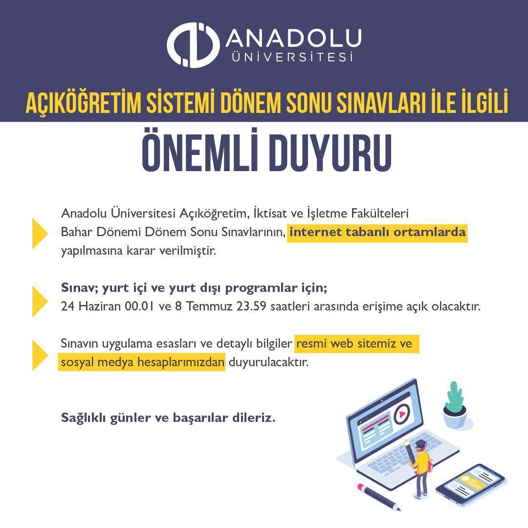 Anadolu Üniversitesi son dakika online sınav duyurusu yaptı... AÖF final sınavları ne zaman, nasıl yapılacak
