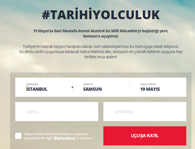 THY tarihi yolculuk 19 Mayıs hatıra bileti alma ekranı Türk Hava Yolları 19 Mayıs hatıra bileti nasıl ve nereden alınır