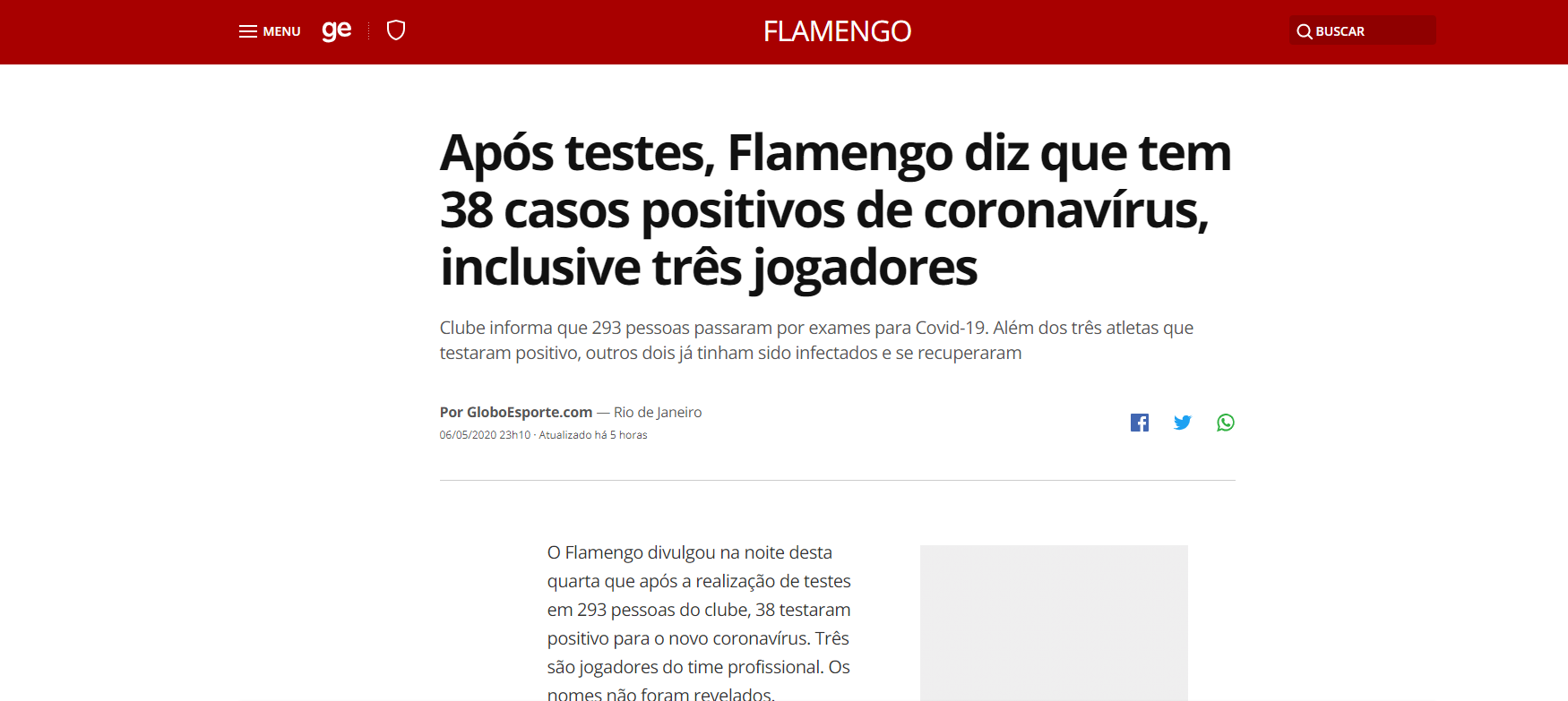Flamengodan corona virüsü açıklaması: 38 test pozitif
