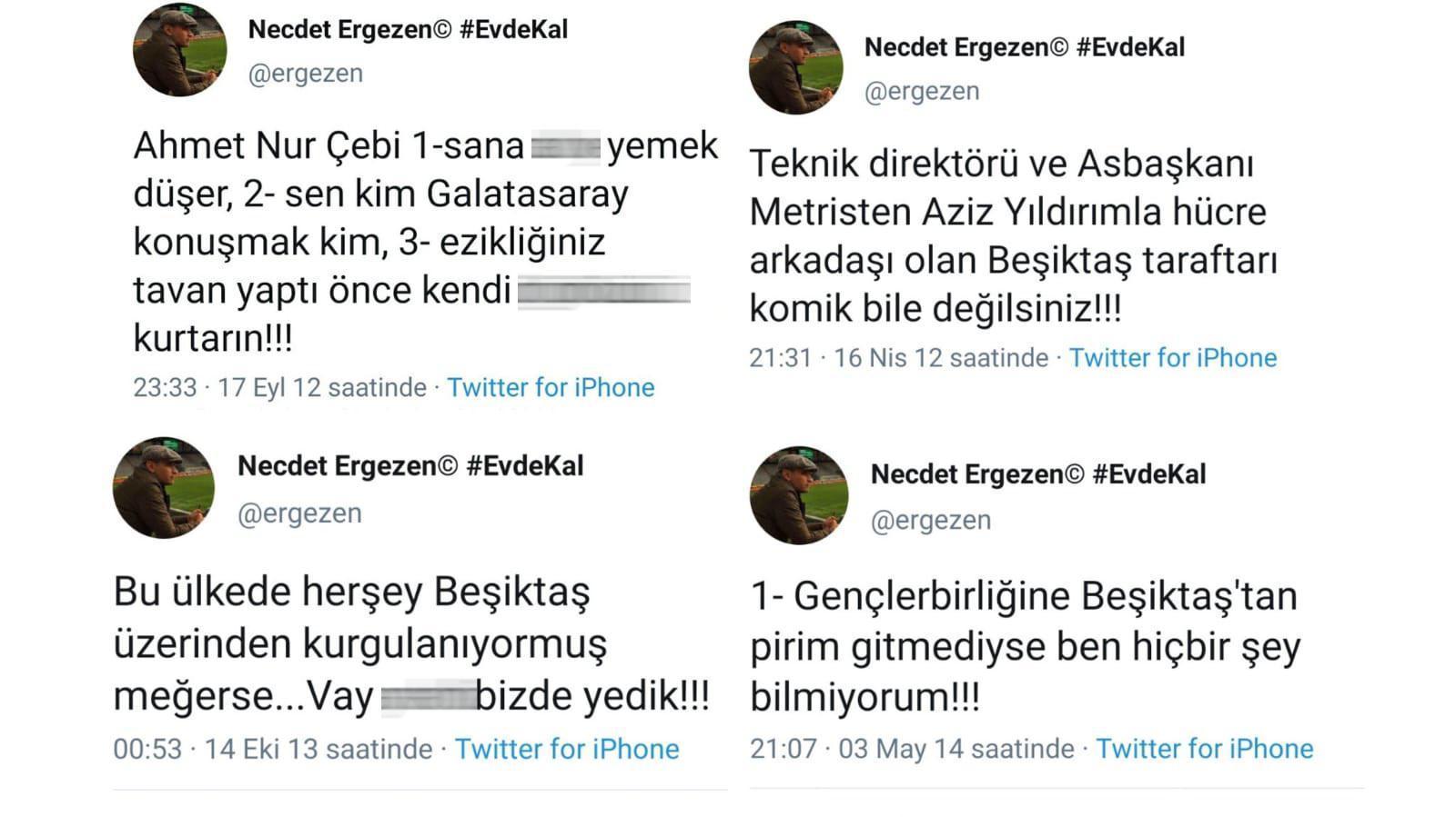 Dorukhanın menajeri Necdet Ergezenden Beşiktaş ve Ahmet Nur Çebiye hakaret tweetleri