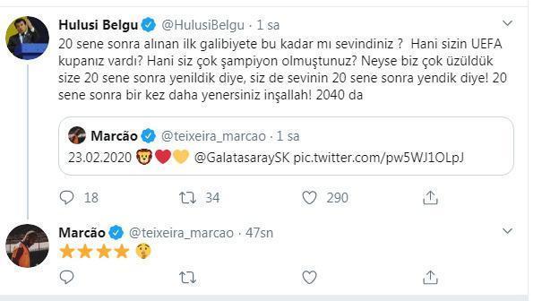 Galatasaraylı Marcaodan Fenerbahçe Kongre Üyesi Hulusi Belgüye flaş cevap