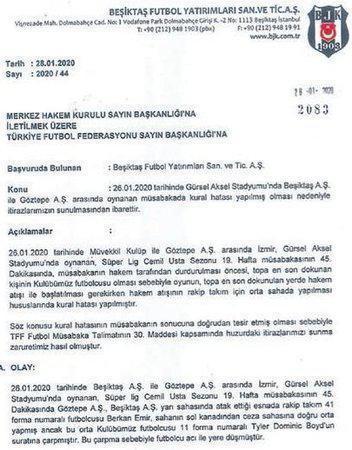 İşte Beşiktaşın TFFye yaptığı itiraz Hükmen galibiyet...