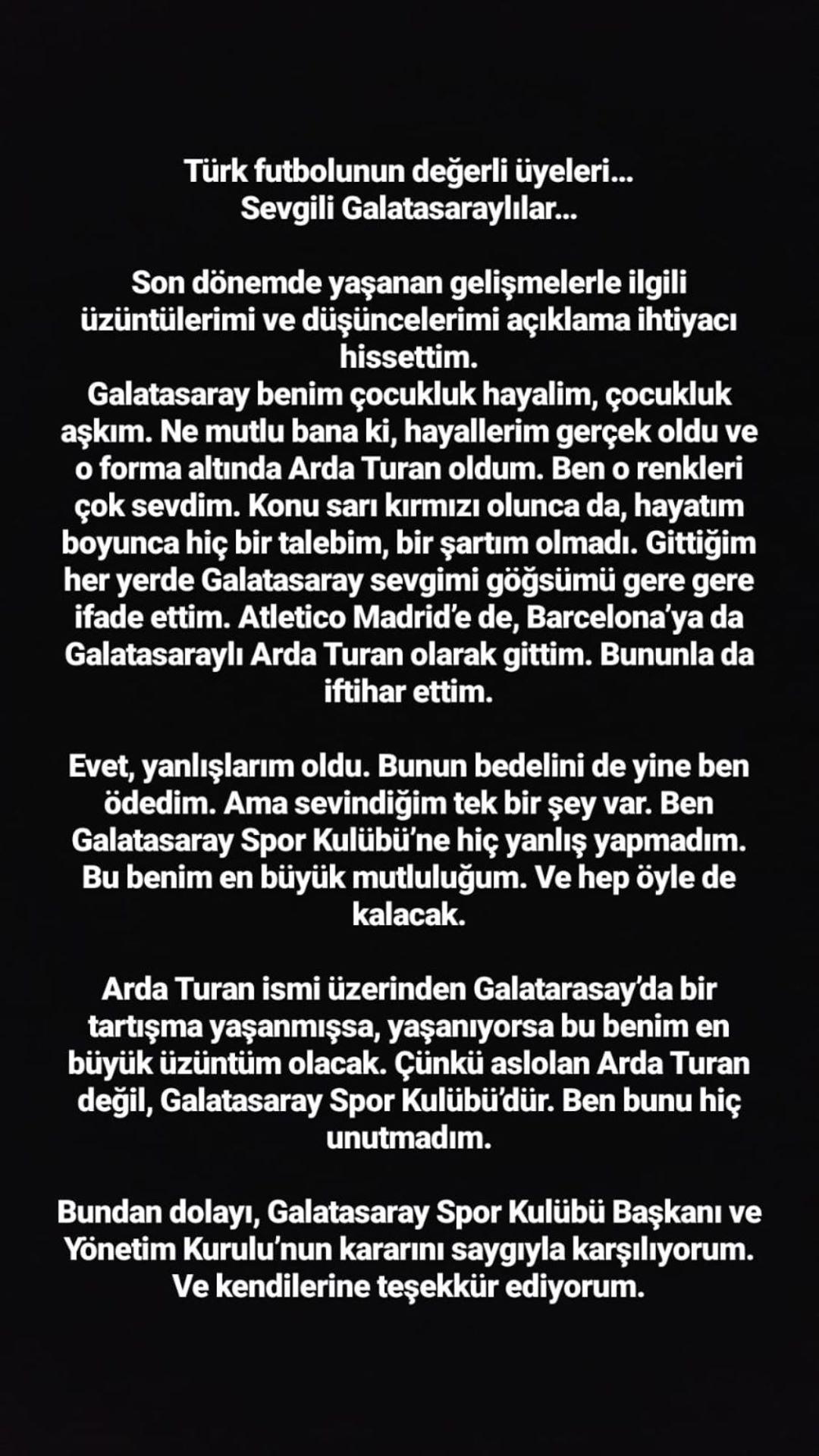 Son dakika Arda Turandan Galatasaray açıklaması