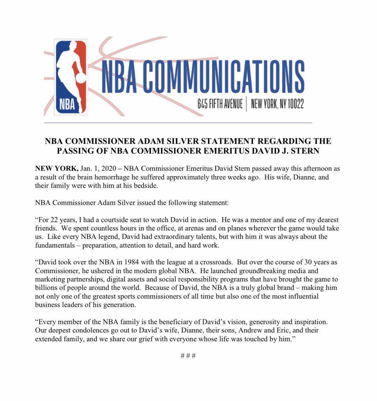 NBA efsanesi David Stern hayatını kaybetti