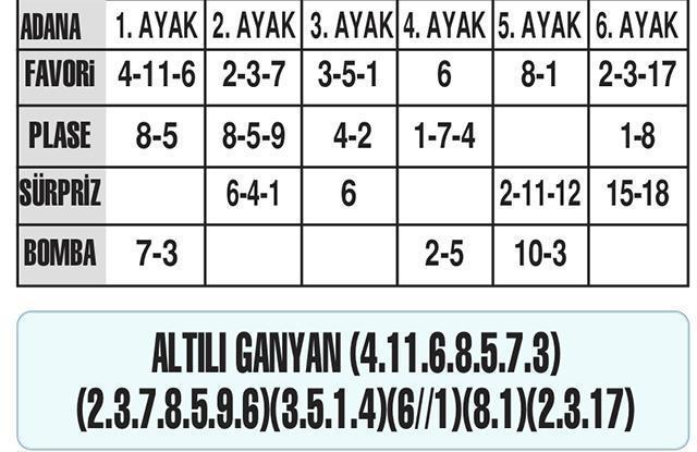 Hakan Cantınazdan Adana at yarışı tahminleri