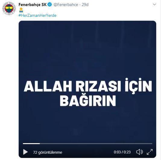 Fenerbahçeden Galatasaraya derbi göndermesi: Beyler Allah rızası için bağırın