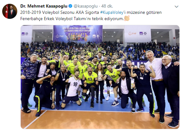 Bakan Kasapoğlundan Fenerbahçeye tebrik