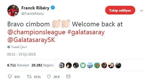 Franck Riberyden Galatasaraya tebrik: Tekrar hoşgeldiniz