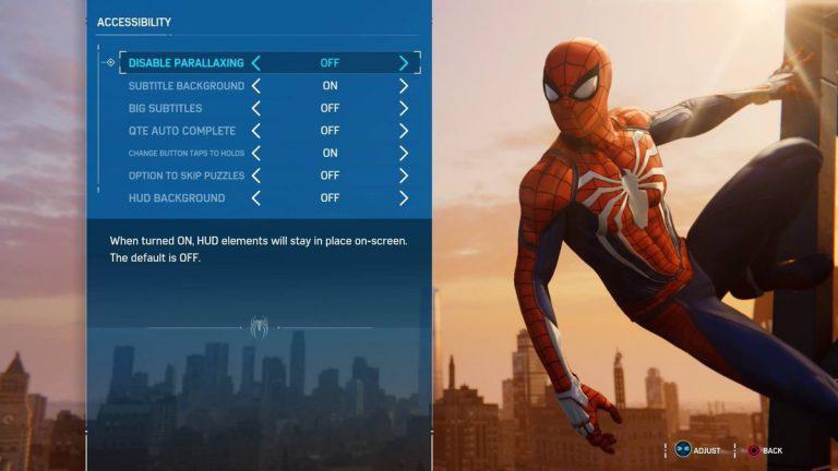 Marvels Spider-Man PS4 erişilebilirlik seçenekleri sunuyor