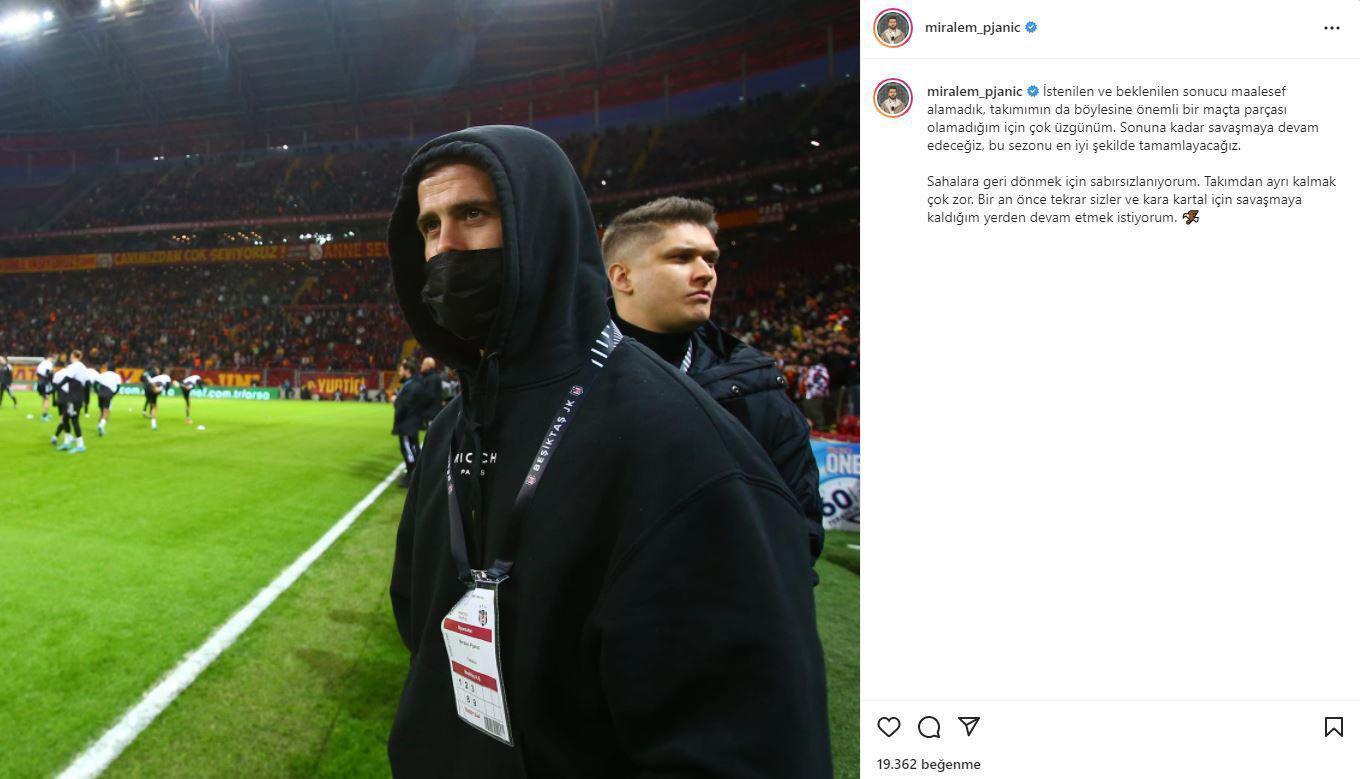 Beşiktaşta Miralem Pjanicten Galatasaray derbisi paylaşımı