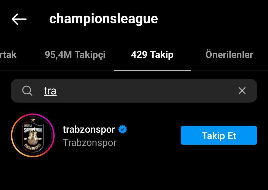 Şampiyonlar Ligi Trabzonsporu takibe aldı