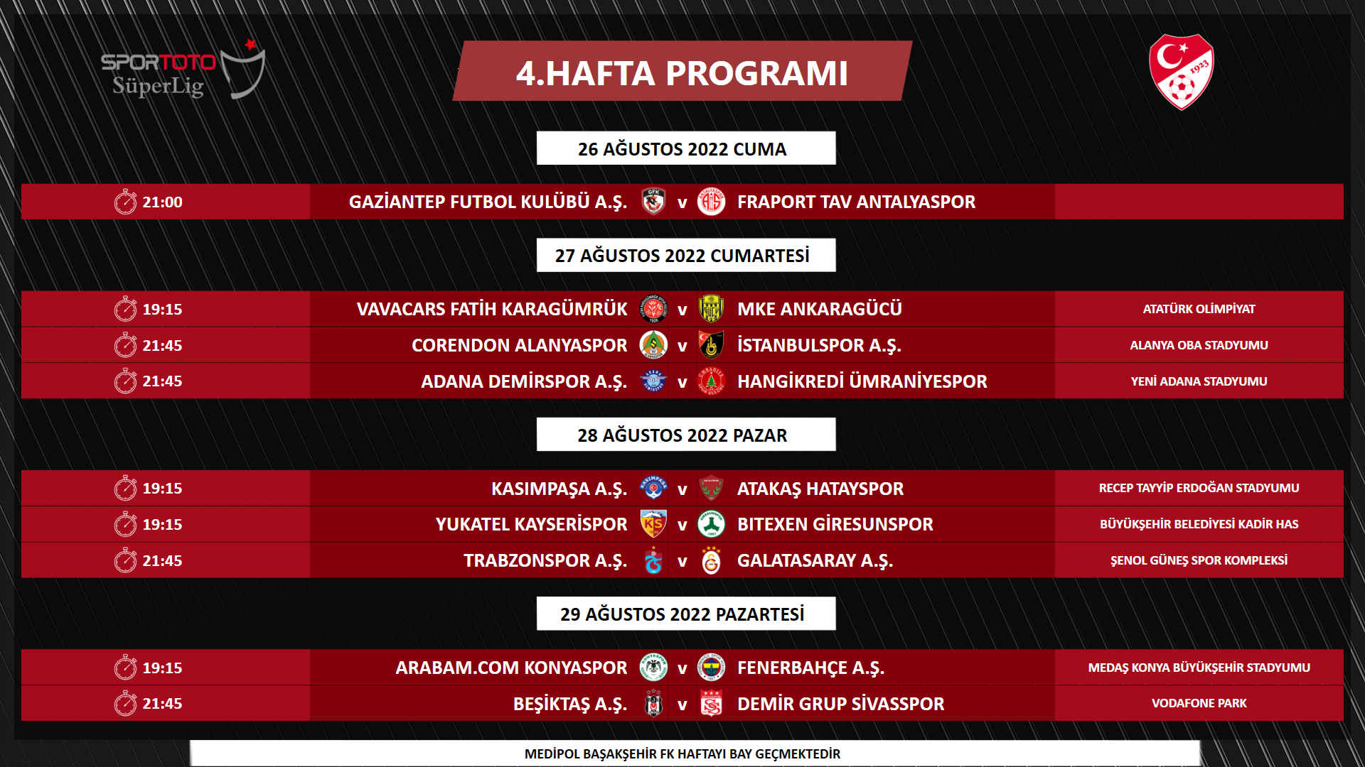 Trabzonspor - Galatasaray maçının tarihi belli oldu İşte Süper Ligde 3, 4 ve 5. hafta programı