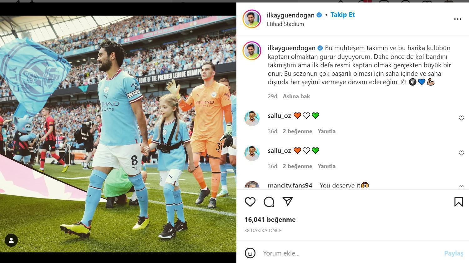Manchester Cityde kaptan olan İlkay Gündoğan: Gurur duyuyorum