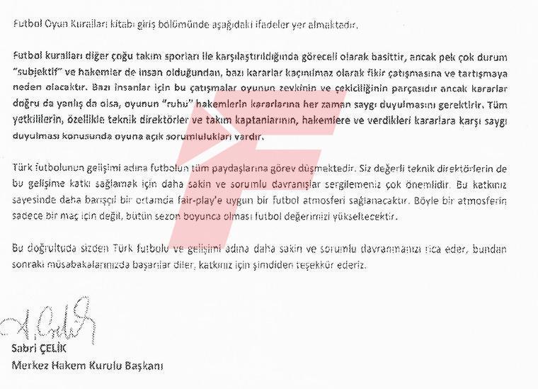 Son dakika haberi MHK Başkanı Sabri Çelikten 19 teknik direktöre mektup