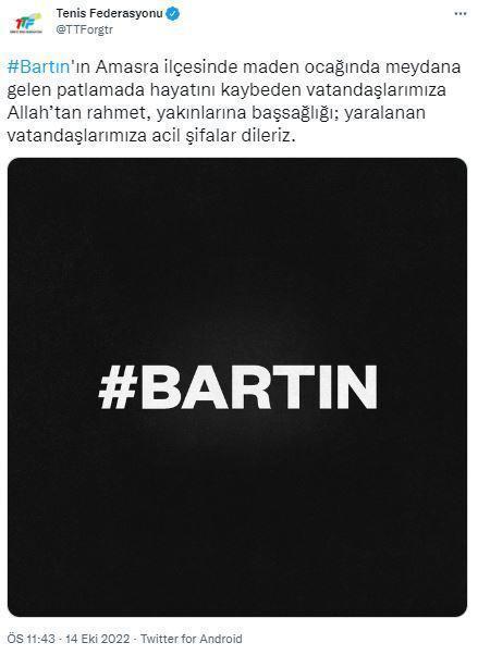 Bartında maden faciası Spor camiasından başsağlığı mesajları