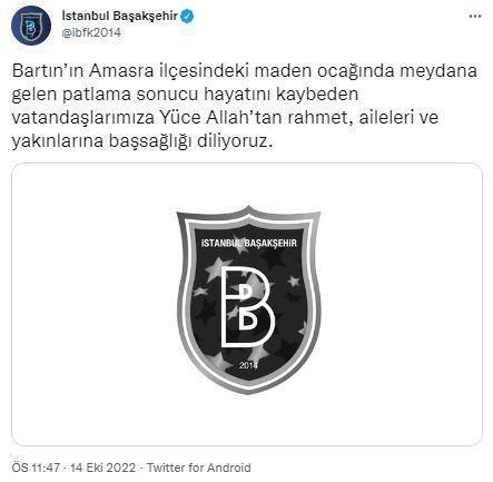 Bartında maden faciası Spor camiasından başsağlığı mesajları