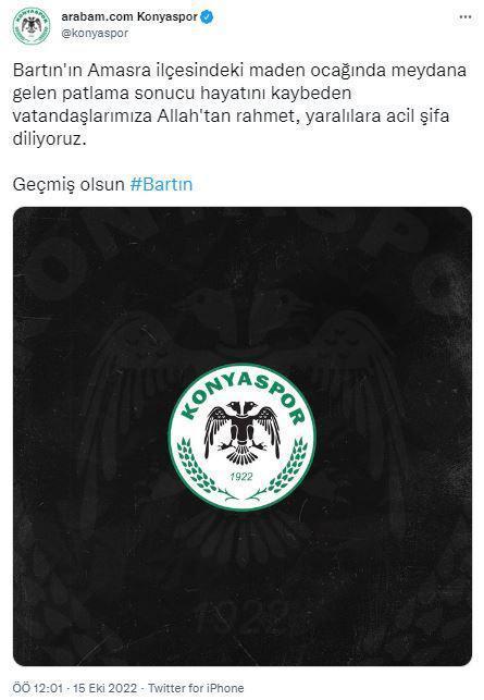 Bartında maden faciası Spor camiasından başsağlığı mesajları