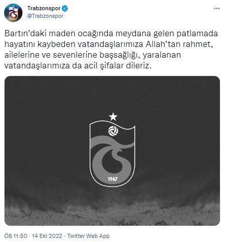 Bartında maden faciası Spor camiasından başsağlığı mesajları
