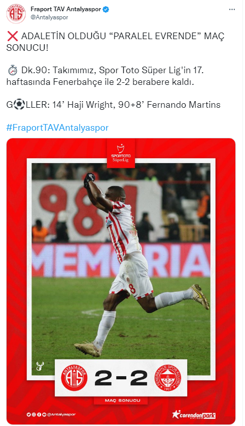 Fenerbahçe maçı sonrası olay paylaşım 90+8 Fernando Martins...