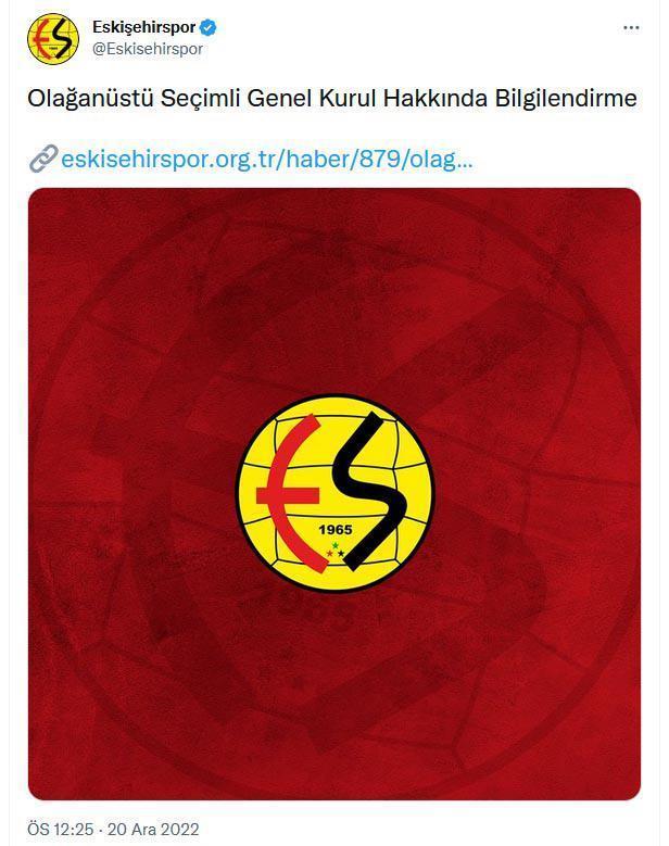 Eskişehirsporda olağanüstü seçimli genel kurul kararı