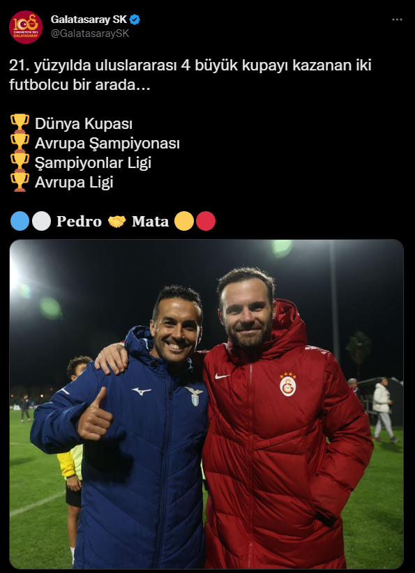 Galatasaraydan Juan Mata ve Pedro paylaşımı