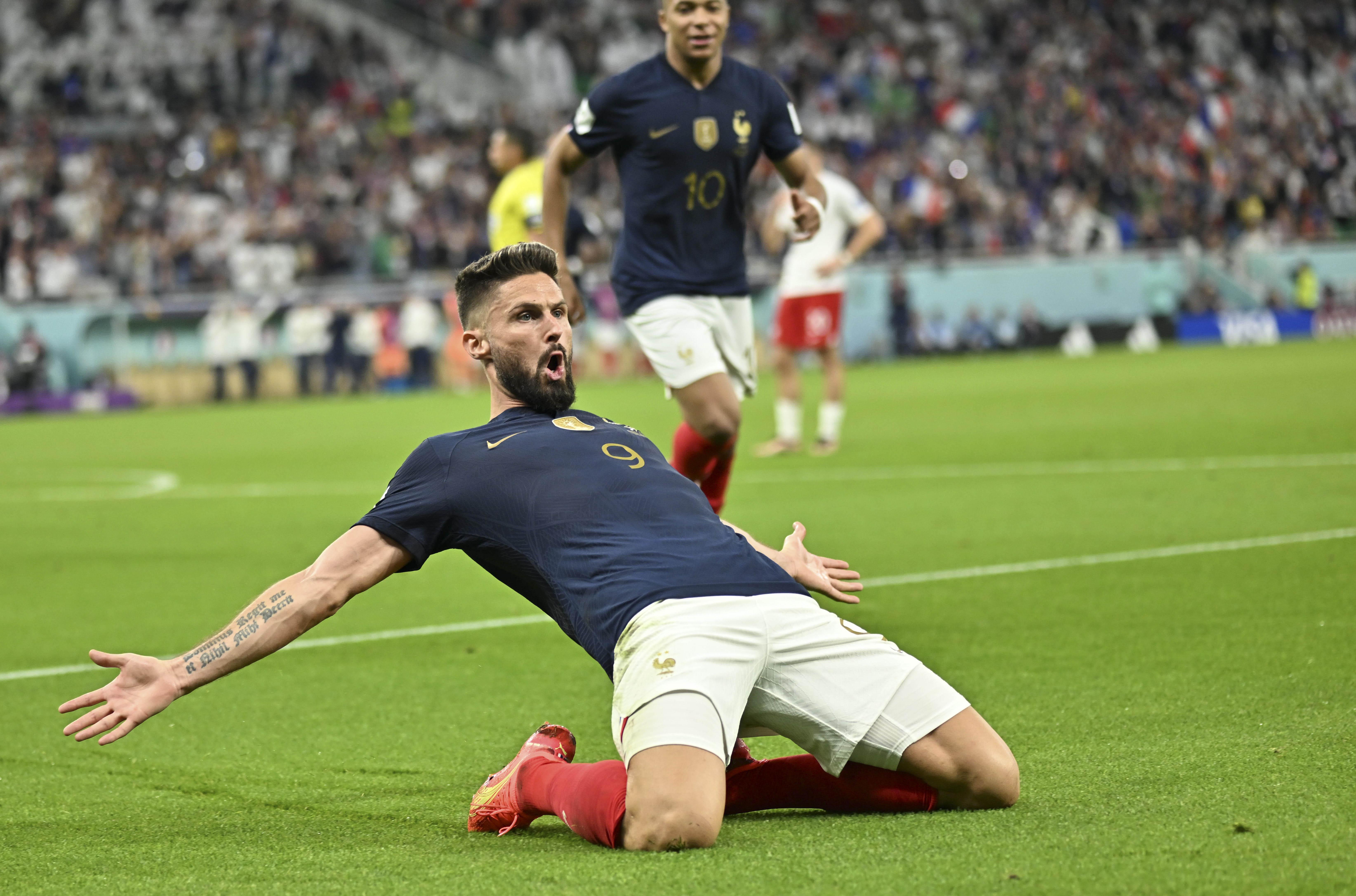 Sahne Giroud ve Mbappenin Fransa-Polonya maç sonucu: 3-1 (Dünya Kupası Son 16 Turu)