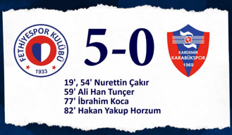 Fethiyespor-Kardemir Karabükspor maç sonucu: 5-0