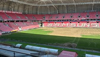 Samsunspor'un stadının zeminine ısıtma ve soğutma tesisatı döşeniyor