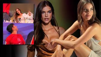 Türkiye - ABD maçına Barbara Palvin damgası! Türk taraftarla poz verdi...
