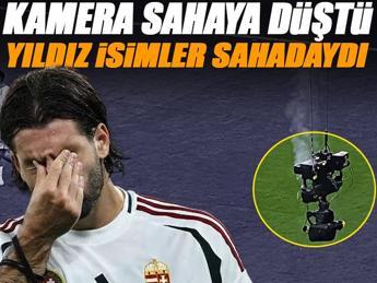Kamera sahanın ortasına düştü! Macaristan-Kazakistan maçında facianın eşiğinden dönüldü