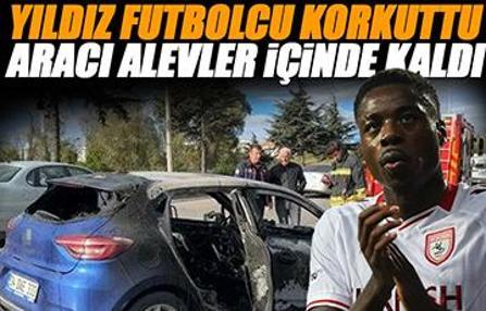 Samsunspor’un yıldızı Musaba’nın otomobili alevler içinde kaldı!
