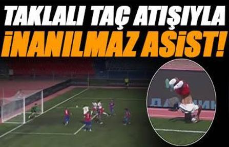 Taklalı taç atışı inanılmaz asist oldu