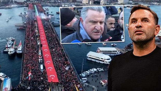 Türkiye, Filistin için ayakta! Galata Köprüsü'nde düzenlenen yürüyüş için yoğun katılım | Okan Buruk'tan mesaj: Filistin halkının yanındayız