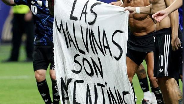 Argentine Players Brandish Controversial Political Falklands Banner After Impressive World Cup Victory Over England