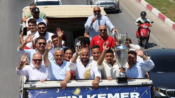 Kırkpınar Başpehlivanına memleketinde coşkulu karşılama