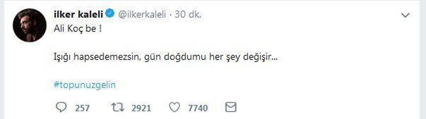 İlker Kaleli'den Ali Koç'a destek