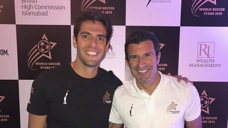 Futbol efsanesi Figo ve Kaka Pakistan'da