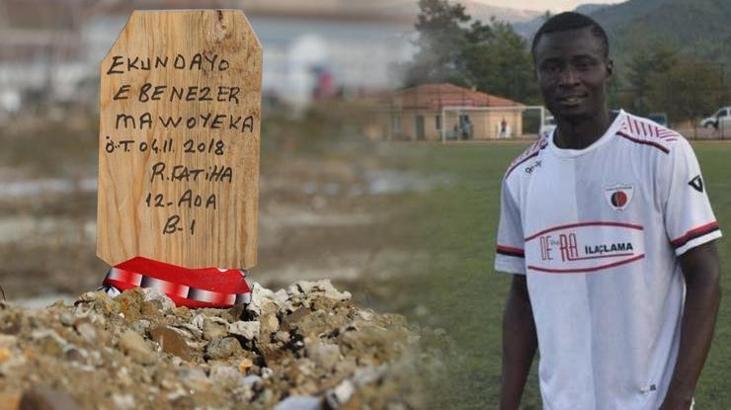 Hristiyan futbolcunun mezarına 'Ruhuna Fatiha' yazılı tahta dikilmiş