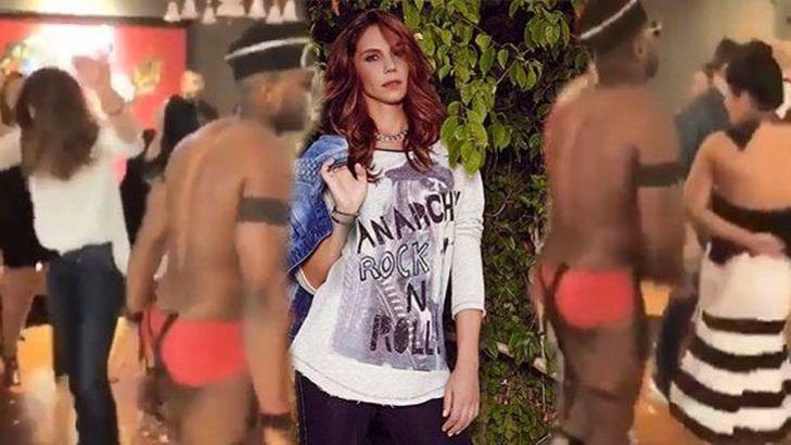 Zeynep Beşerler ve arkadaşları, yarı çıplak siyahi dansçıyla ‘Erik Dalı' oynadı
