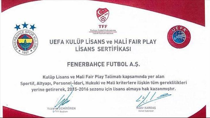 Fenerbahçe UEFA lisansını aldı