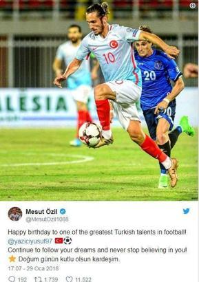 Mesut Özil'den Yusuf Yazıcı'ya doğum günü mesajı