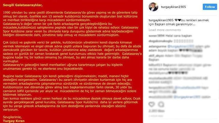 Galatasaray'da Turgay Kıran adaylıktan vazgeçti