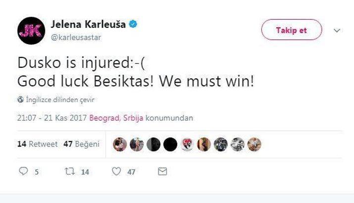 Jelena, Tosic'in sakatlığını duyurdu