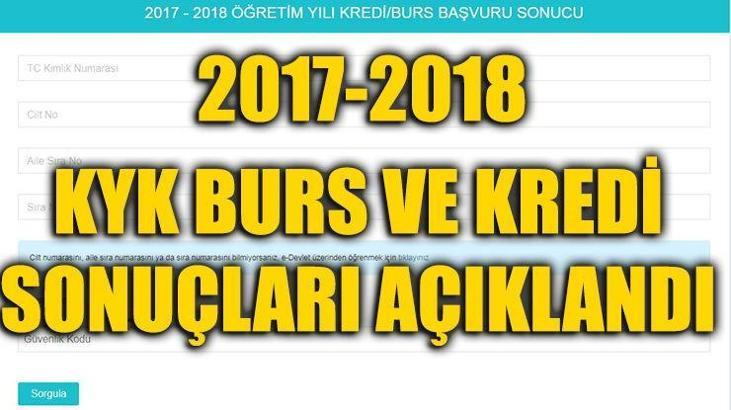2017 KYK burs başvuru sonuçları belli oldu - Sorgulama ekranı...