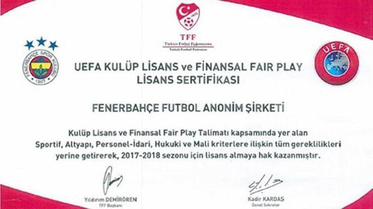 Fenerbahçe, UEFA Kulüp Lisans ve FFP lisansı aldı