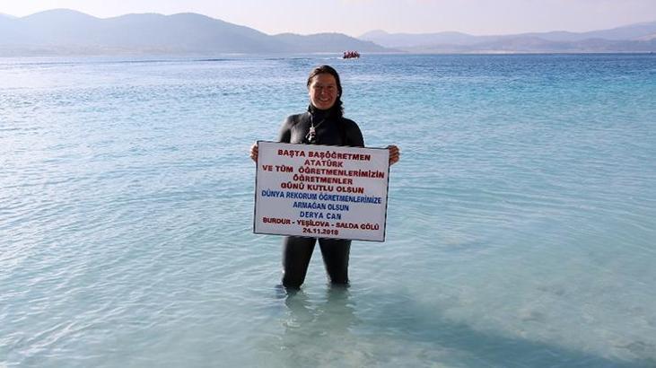 Derya Can, Salda Gölü'nde dünya rekoru kırdı