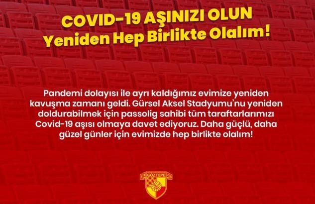 Göztepe, taraftarlarını koronavirüs aşısı olmaya davet etti